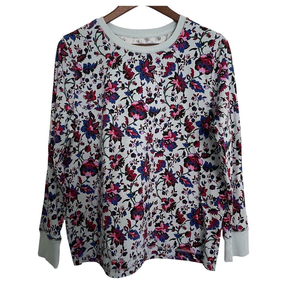 Vera Bradley Vineyard Floral Top L Long Sleeve Cottagecore Botanical Layering